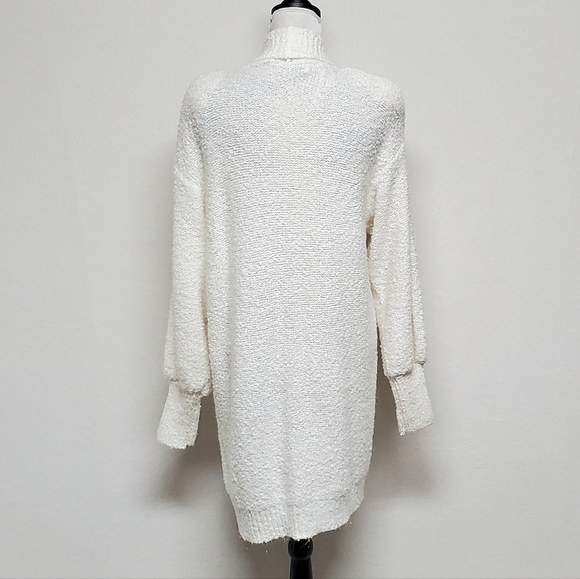 VINTAGE 1970s Bramble Lane Cream Knit Super Oversized Open Front Maxi Cardigan - Picture 10 of 16